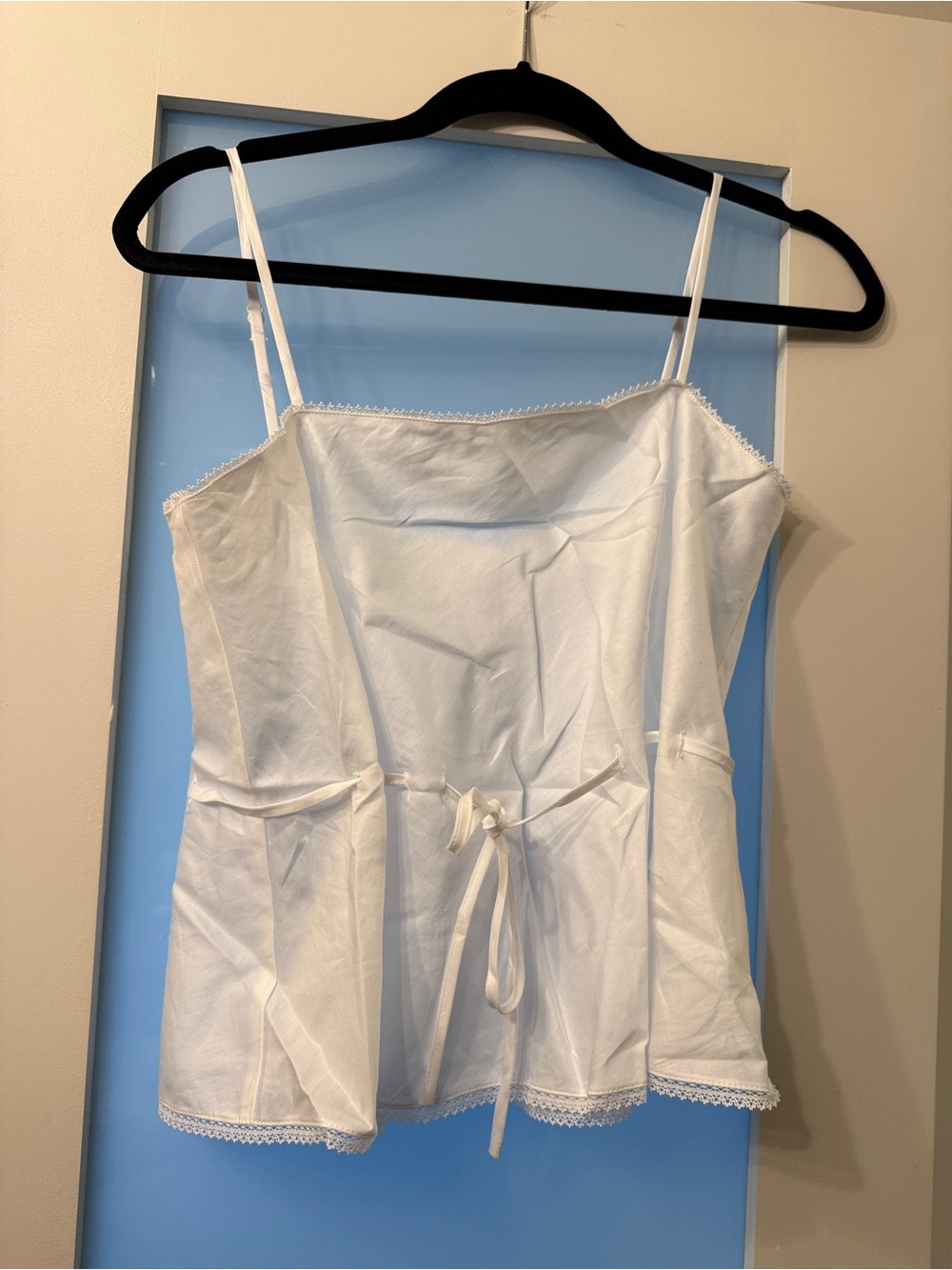 LESET White Lace-Trim Camisole with Self-Tie Waist